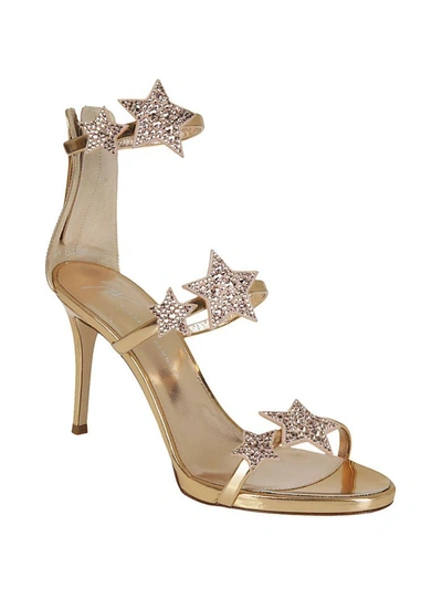 Shop Giuseppe Zanotti Stars Applique Sandals In Oro Rosa