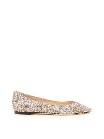 Shop Jimmy Choo Glitter Romy Flats In Ballet Pinkrosa