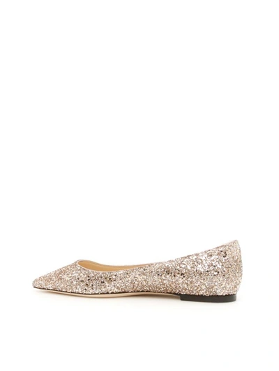 Shop Jimmy Choo Glitter Romy Flats In Ballet Pinkrosa