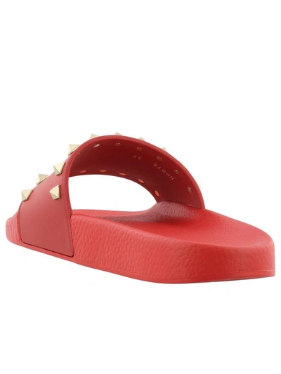 Shop Valentino Pvc Rockstud Sandals In Red