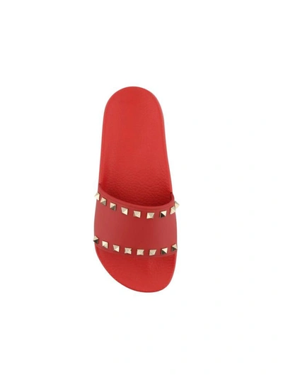 Shop Valentino Pvc Rockstud Sandals In Red