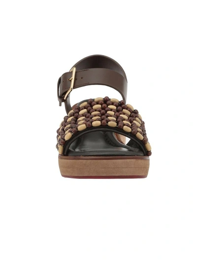 Shop Marni Leather Sandal In Black Earth