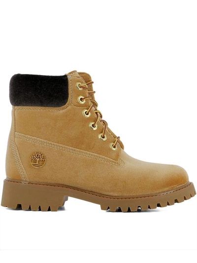 Shop Off-white Brown Velvet Timberland X  Ankle Boots