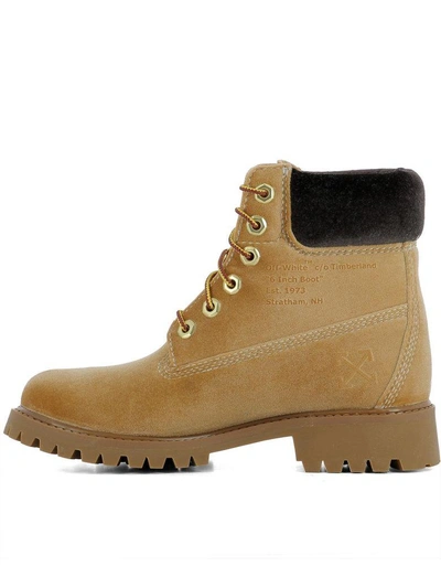 Shop Off-white Brown Velvet Timberland X  Ankle Boots