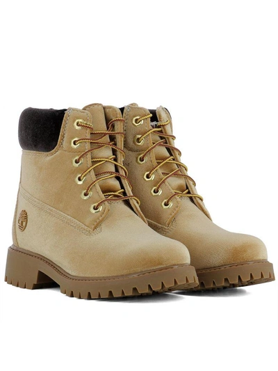 Shop Off-white Brown Velvet Timberland X  Ankle Boots