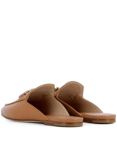 Shop Tod's Brown Leather Slippers