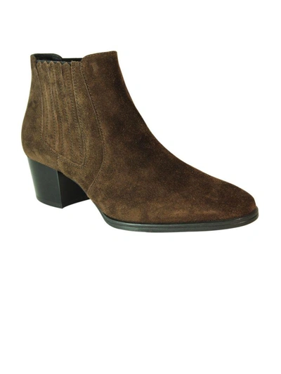 Shop Tod's Coffee Suede Mid-heel Ankle Boots In Brown
