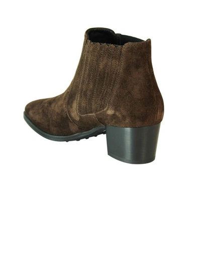 Shop Tod's Coffee Suede Mid-heel Ankle Boots In Brown