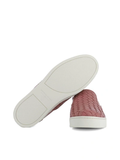 Shop Bottega Veneta Pink Leather Slip-on