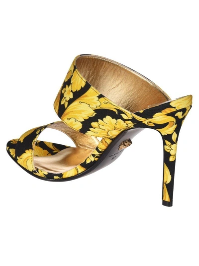 Shop Versace Printed Sandals In Nero-oro