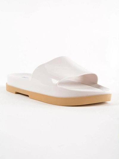 Shop Melissa Beach Sliders In Beige/white