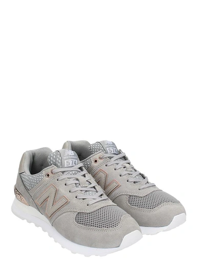 Shop New Balance Leather And Suede Grey Sneakers