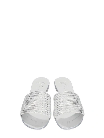 Shop Giuseppe Zanotti Adelia Crystal Slides In Silver