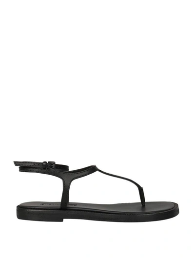 Shop Ann Demeulemeester Leather Thong Sandals In Nero