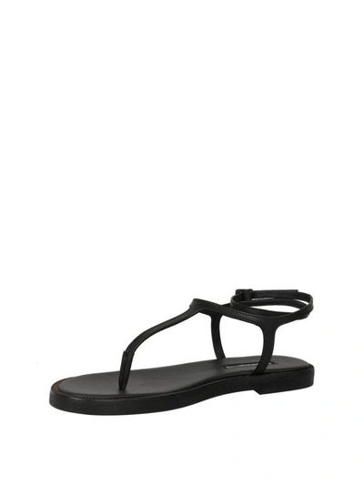 Shop Ann Demeulemeester Leather Thong Sandals In Nero