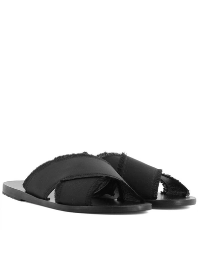 Shop Ancient Greek Sandals Black Fabric Sandals