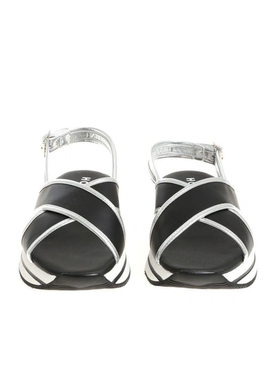 Shop Hogan Slingback Platform Sandals In Black