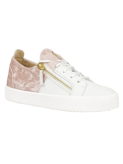 Shop Giuseppe Zanotti Zipped Low-top Sneakers In Rosa