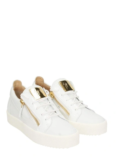 Shop Giuseppe Zanotti Nicki White Leather Low Sneakers