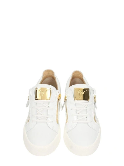Shop Giuseppe Zanotti Nicki White Leather Low Sneakers
