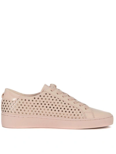 Shop Michael Kors Irving Pink Leather Sneaker With Micro Stars In Rosa