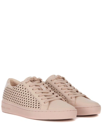 Shop Michael Kors Irving Pink Leather Sneaker With Micro Stars In Rosa