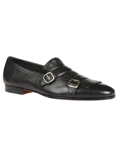 Shop Santoni Fringed Monk Shoes In Black