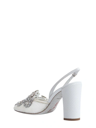 Shop René Caovilla Crystal Emebellished Slingbacks In Bianco