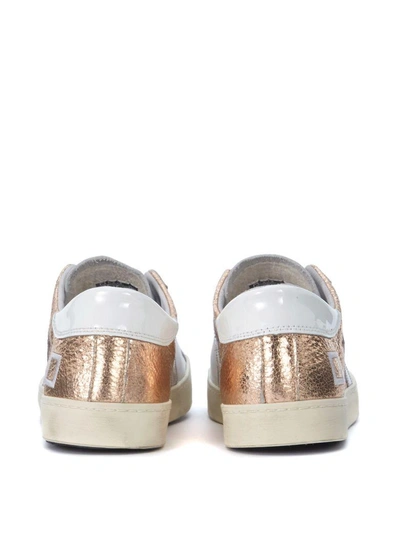 Shop Date D.a.t.e. Hill Low Half White And Pink-gold Laminated Leather Sneaker In Rosa