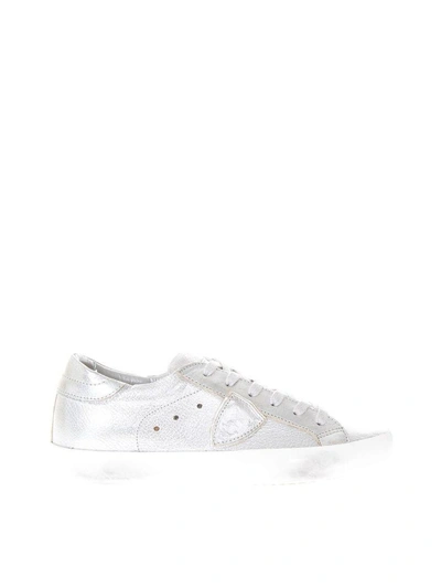 Shop Philippe Model Paris Silver Sneakers In Leather