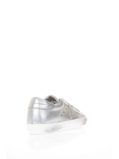 Shop Philippe Model Paris Silver Sneakers In Leather
