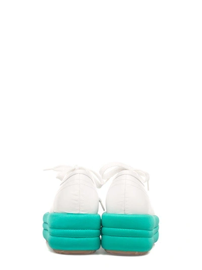 Shop Marc Ellis White/teal Blue Leather Wedge Sneakers