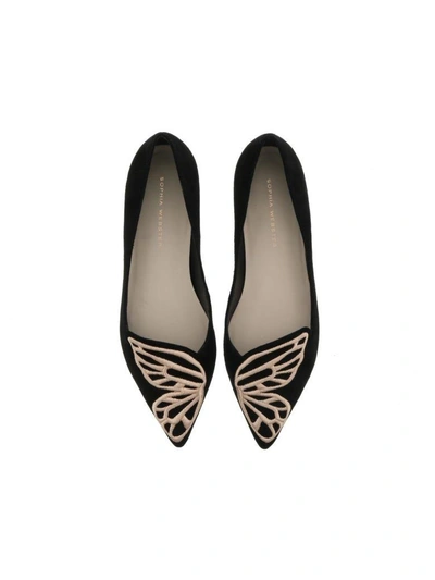 Shop Sophia Webster Bibi Butterfly Balltes In Black Rose Gold