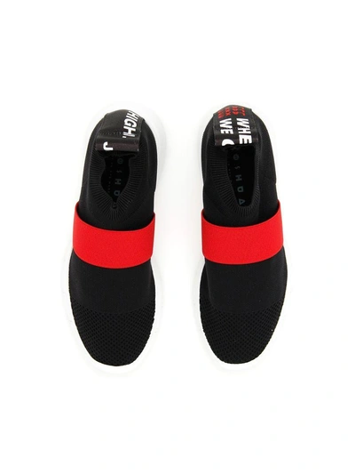 Shop Joshua Sanders Black Go High Slip-ons In Black Red White (black)
