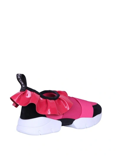 Shop Emilio Pucci Ruffled Elastic Sneakers In Rosa