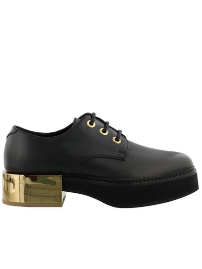 Shop Alexander Mcqueen Creeper Laced Up Shoes In Blk-gold-gold