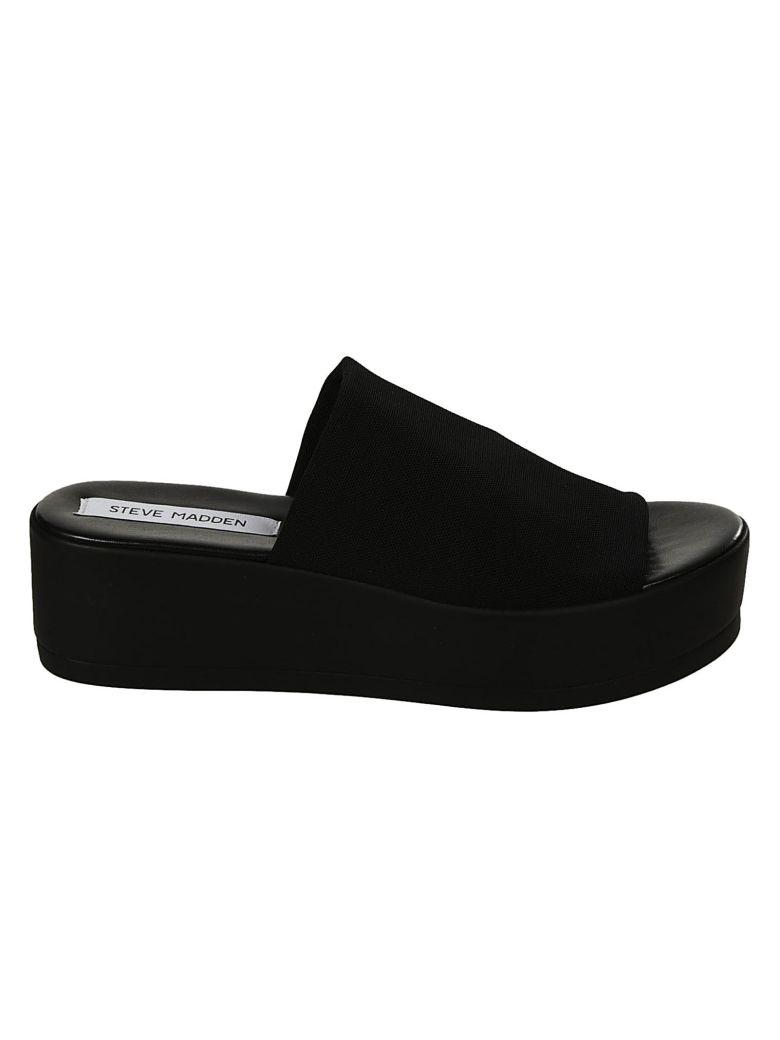 black slinky platform sandals