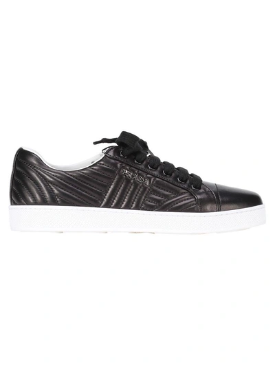 Shop Prada Sneaker Matellasse In Black/white