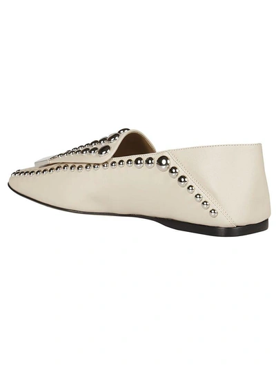 Shop Sergio Rossi Studded Slippers In Chalk