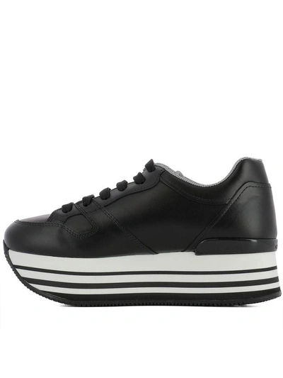 Shop Hogan Black Leather Sneakers