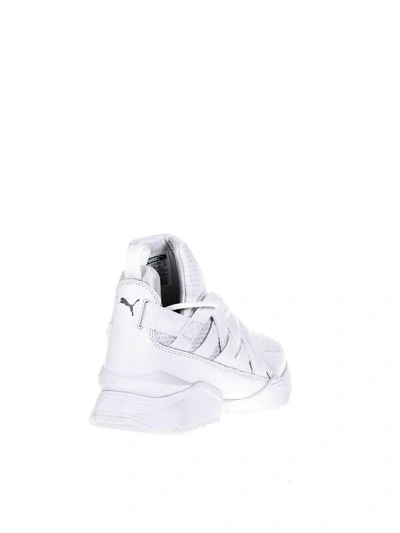 Shop Puma Muse White Eco-satin Sneakers