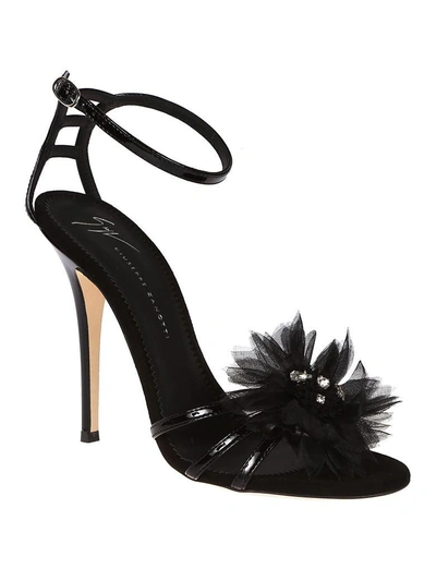 Shop Giuseppe Zanotti Jeweled Corsage Sandals In Black