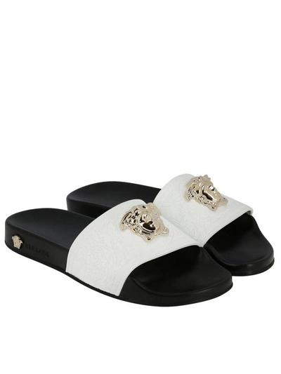 Shop Versace Flat Sandals Shoes Women  In White