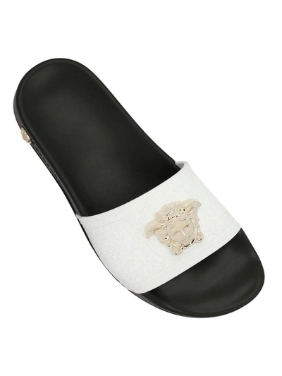 Shop Versace Flat Sandals Shoes Women  In White