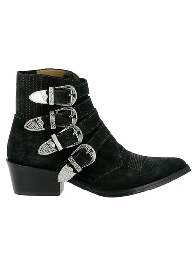 Shop Toga Aj006 Green Suede Ankle Boots