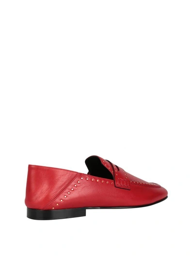 Shop Isabel Marant Slipper Fezzy Pelle In Rosso