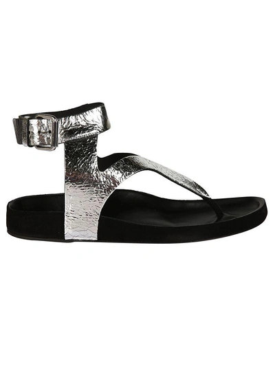 Shop Isabel Marant Crack Flat Sandals In Silver