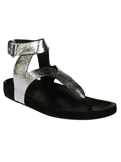 Shop Isabel Marant Crack Flat Sandals In Silver