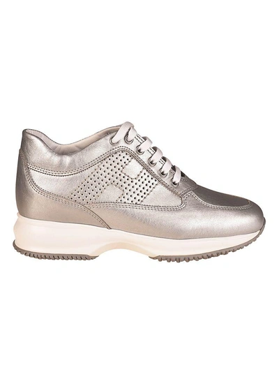 Shop Hogan Interactive Shiny Sneakers In Silver