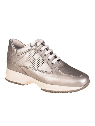 Shop Hogan Interactive Shiny Sneakers In Silver